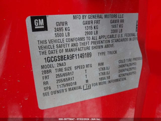 1GCGSBEA9F1149189 Chevrolet Colorado Lt
