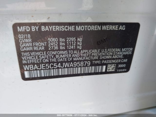 WBAJE5C54JWA95879 BMW 540I