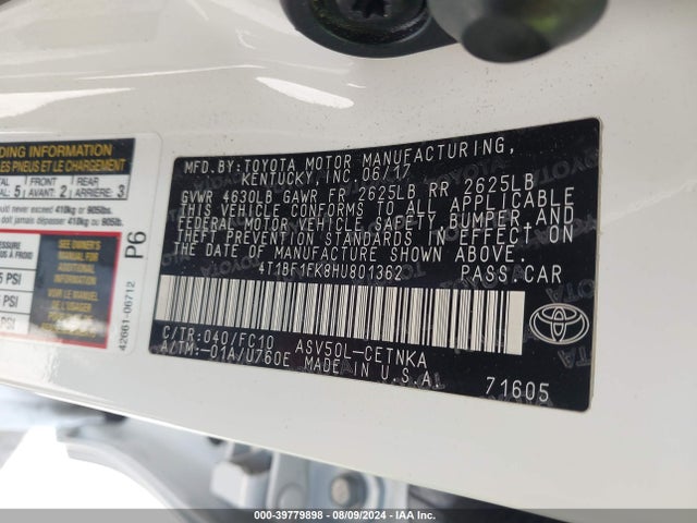 Toyota CAMRY LE 2017 4T1BF1FK8HU801362 Image 9