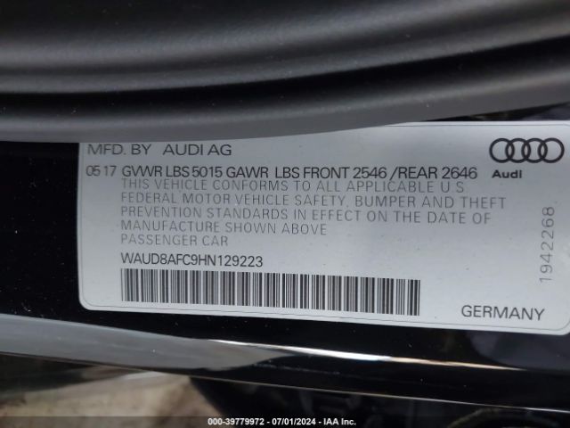WAUD8AFC9HN129223 Audi A6 2.0t Premium