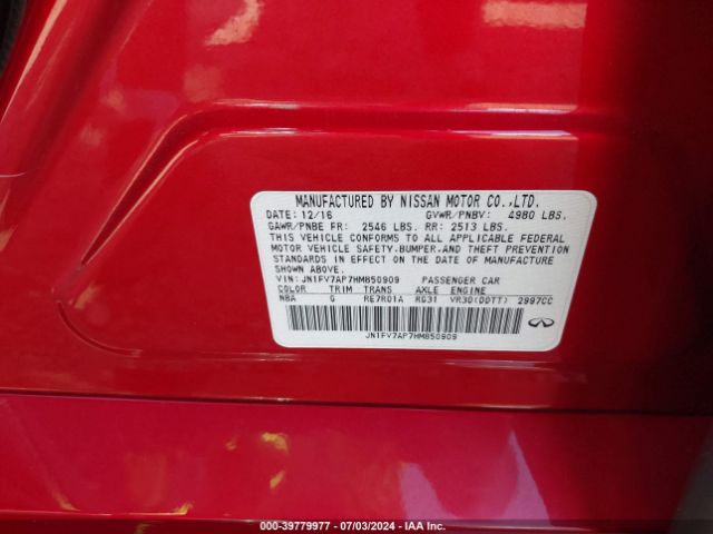 JN1FV7AP7HM850909 Infiniti Q50 3.0t Red Sport 400