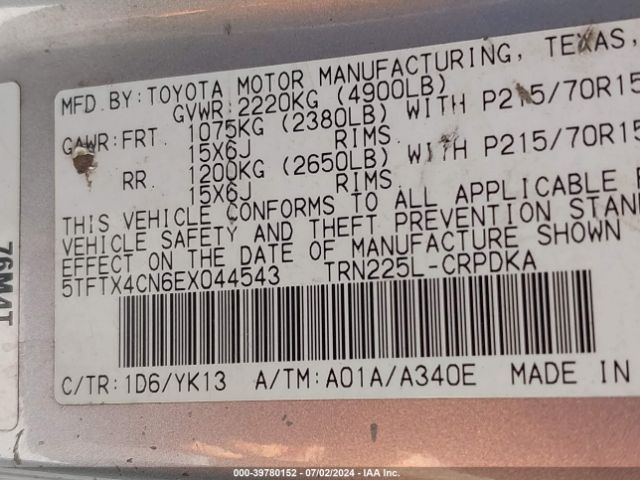 5TFTX4CN6EX044543 Toyota Tacoma