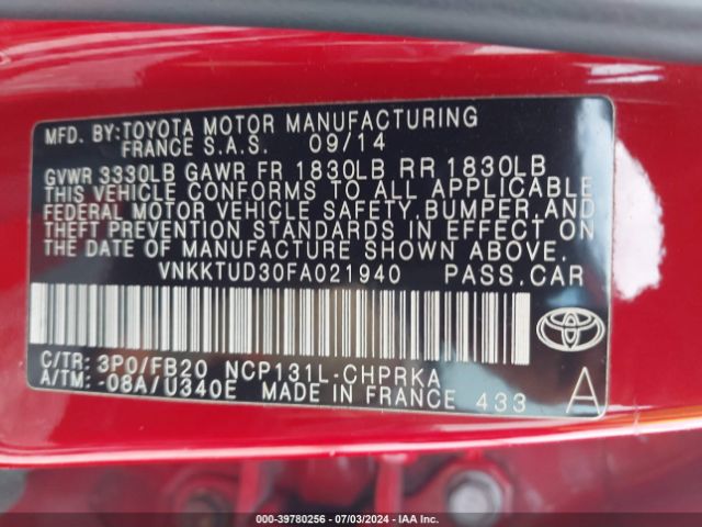 VNKKTUD30FA021940 Toyota YARIS LE