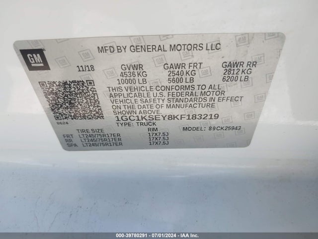 Chevrolet Silverado 2500hd Lt 2019 1GC1KSEY8KF183219 Image 9
