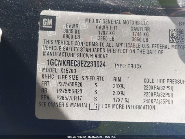1GCNKREC8EZ230024 Chevrolet Silverado 1500 2lt