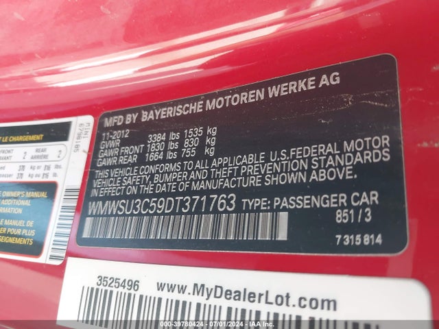 2013 MINI HARDTOP WMWSU3C59DT371763 Photo 8