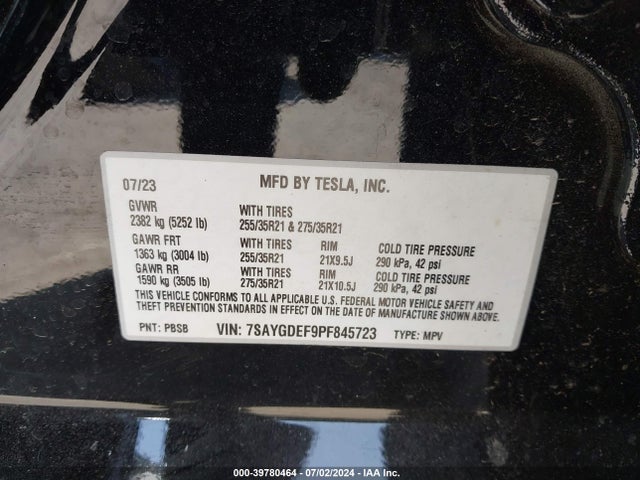 7SAYGDEF9PF845723 Tesla Model Y Awd/performance Dual Motor All-wheel Drive