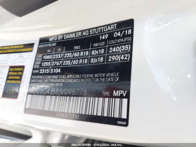 WDC0G4JB8JV098776 Mercedes-Benz GLC 300