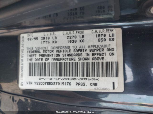 1995 SAAB 900 YS3DD78BXS7019176 Photo 8