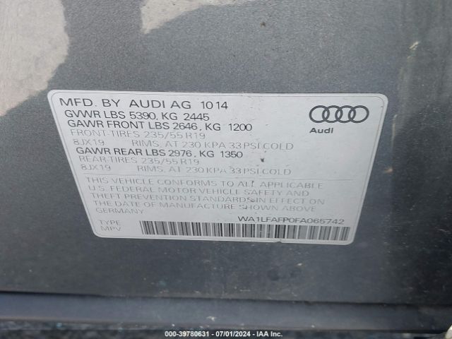 WA1LFAFP0FA065742 Audi Q5 2.0t Premium