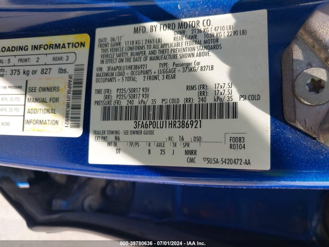 Ford Fusion Hybrid Se 2017 3FA6P0LU1HR386921 Image 9