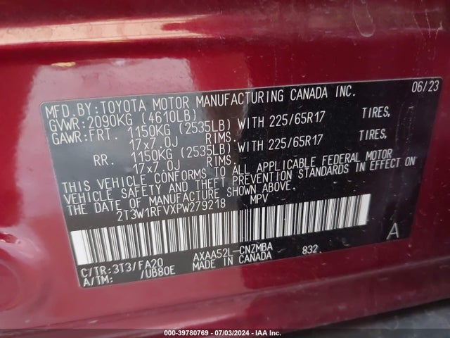Toyota Rav4 Xle 2023 2T3W1RFVXPW279218 Image 9
