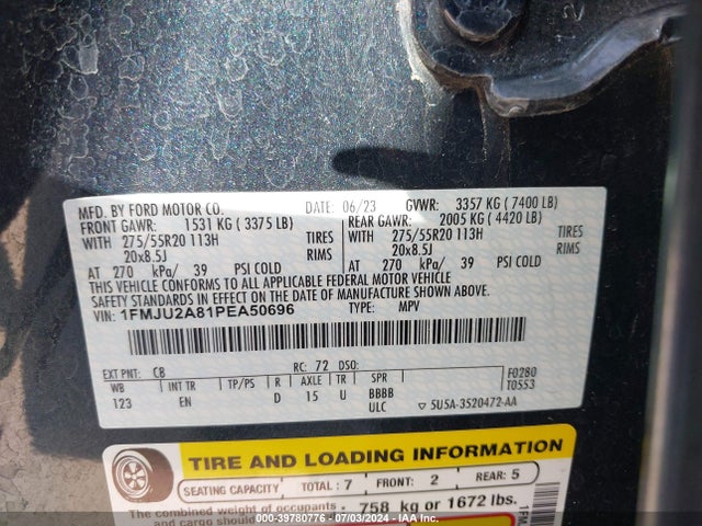 Ford Expedition Limited 2023 1FMJU2A81PEA50696 Image 9