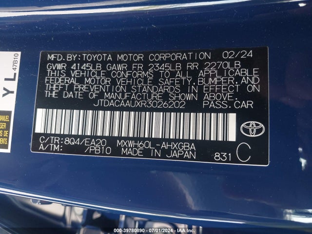 Toyota PRIUS XLE 2024 JTDACAAUXR3026202 Image 9