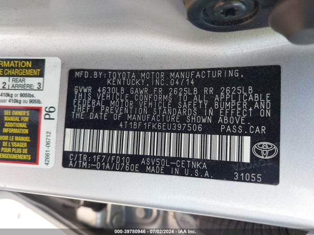 Toyota CAMRY LE 2014 4T1BF1FK6EU397506 Image 9