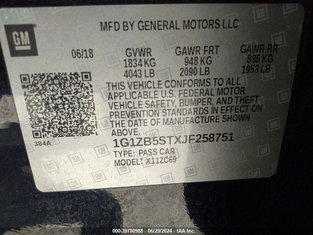 Chevrolet Malibu 1ls 2018 1G1ZB5STXJF258751 Image 9
