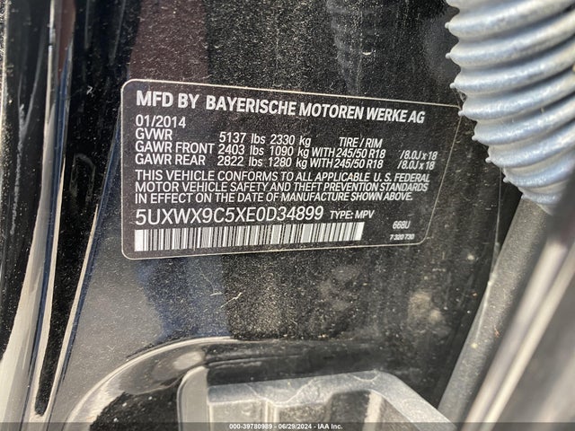 BMW X3 Xdrive28i 2014 5UXWX9C5XE0D34899 Image 9