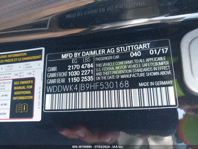 WDDWK4JB9HF530168 Mercedes-Benz C 300