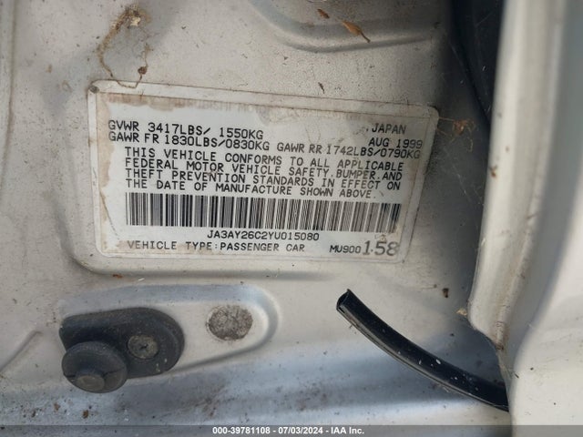 2000 MITSUBISHI MIRAGE JA3AY26C2YU015080 Photo 8
