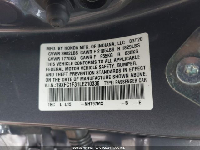 19XFC1F31LE210336 Honda CIVIC EX