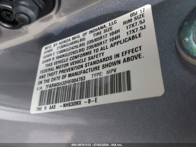 7FARW5H30HE004763 Honda CR-V LX