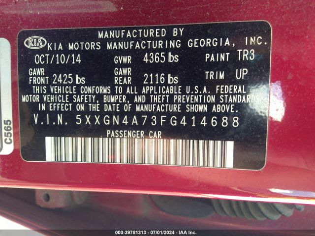 5XXGN4A73FG414688 KIA OPTIMA EX