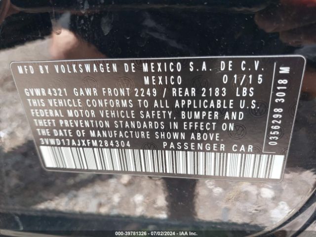 3VWD17AJXFM284304 Volkswagen Jetta 1.8t Se