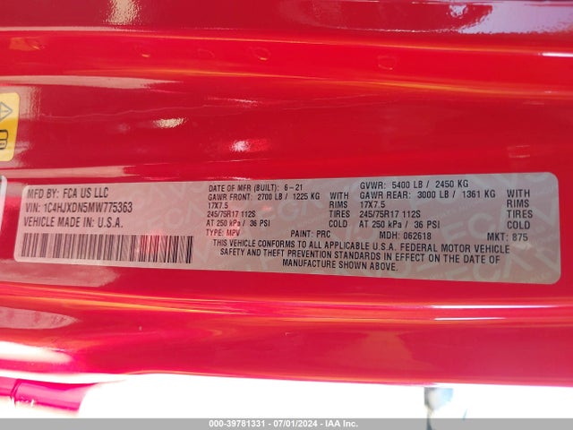 1C4HJXDN5MW775363 Jeep Wrangler Unlimited Sport 4x4