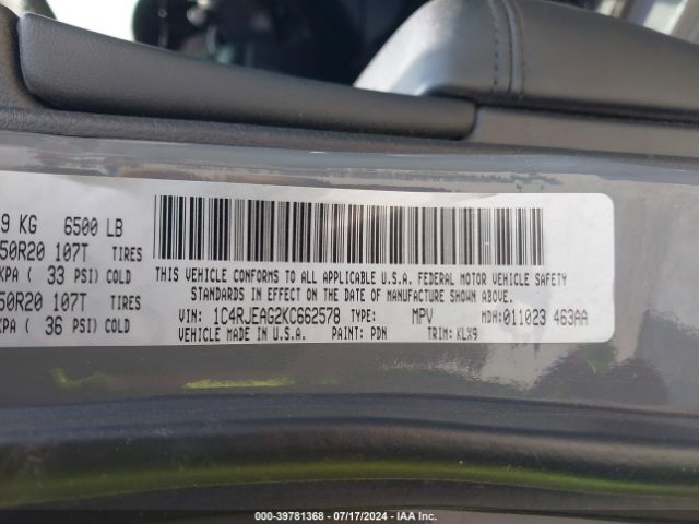 1C4RJEAG2KC662578 Jeep Grand Cherokee Altitude 4x2