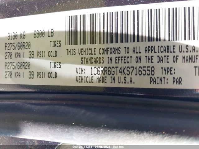 1C6RR6GT4KS716558 RAM 1500 Classic Warlock Quad Cab 4x2 6'4 Box