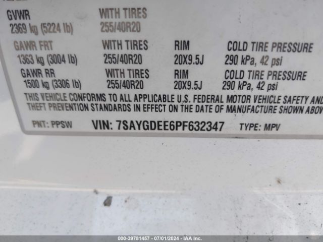7SAYGDEE6PF632347 Tesla Model Y Awd/long Range Dual Motor All-wheel Drive