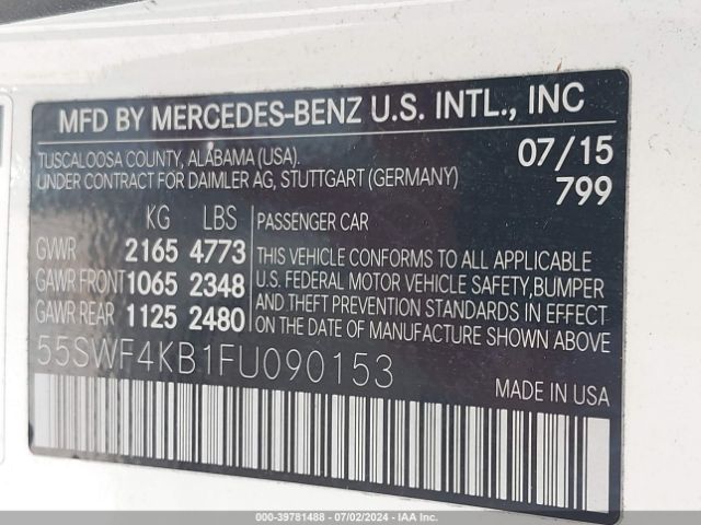 55SWF4KB1FU090153 Mercedes-Benz C 300 4matic/luxury 4matic/sport 4matic