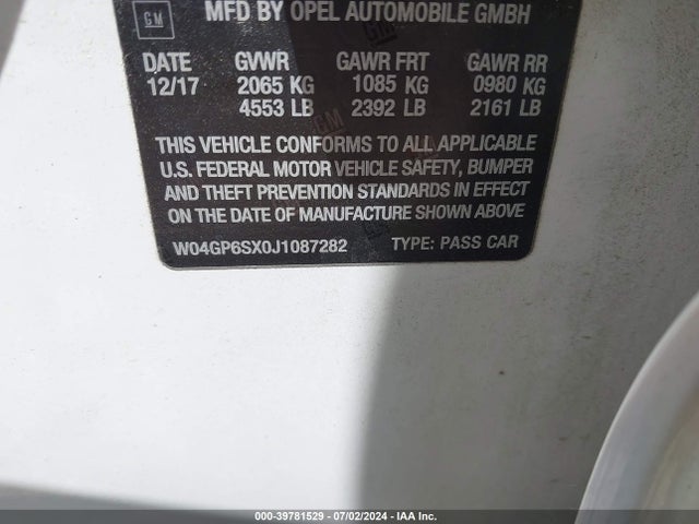 W04GP6SX0J1087282 Buick Regal Sportback Essence