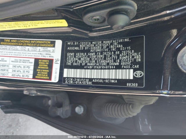 Toyota CAMRY LE 2015 4T4BF1FK6FR487844 Image 9