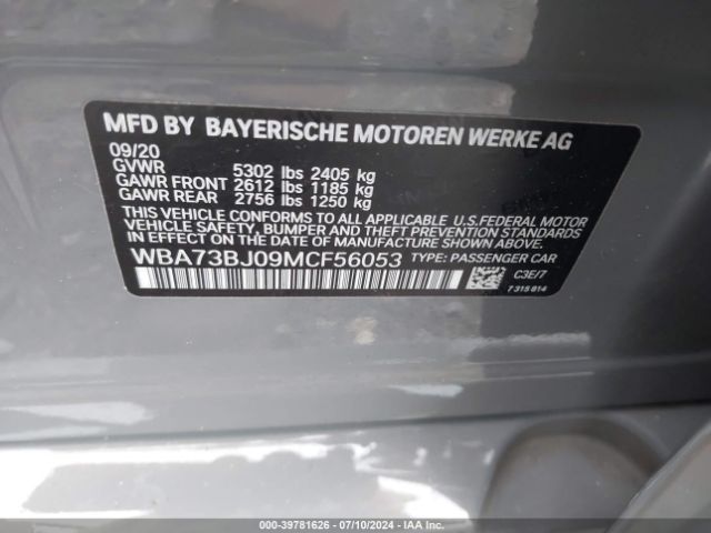 2021 BMW 540I WBA73BJ09MCF56053 Photo 8