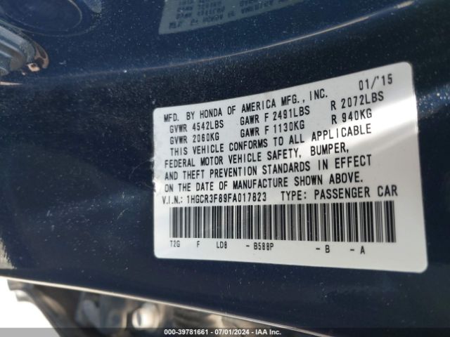 1HGCR3F89FA017823 Honda Accord Ex-l V-6