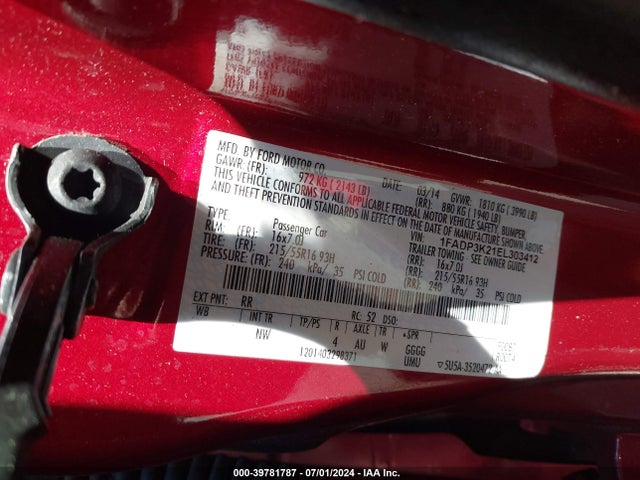 Ford FOCUS SE 2014 1FADP3K21EL303412 Image 9