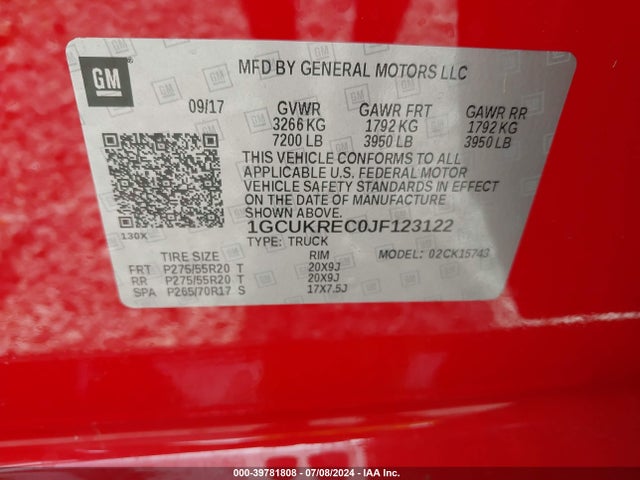 Chevrolet Silverado 1500 1lt 2018 1GCUKREC0JF123122 Image 9