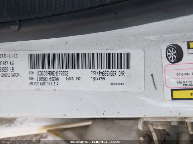 1C3CDZAB8EN177853 Dodge AVENGER SE
