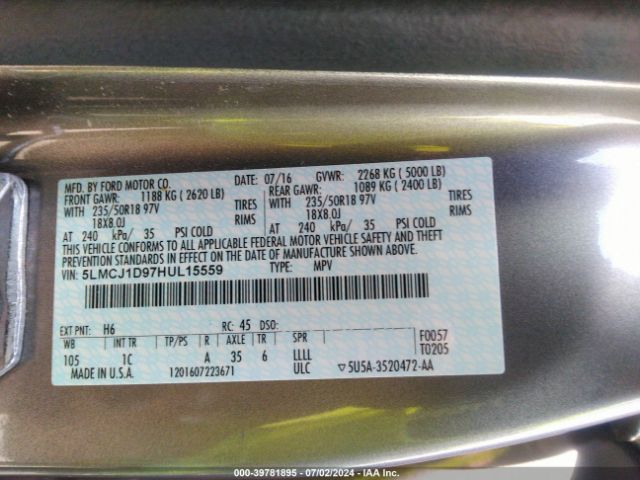 5LMCJ1D97HUL15559 Lincoln Mkc Premiere