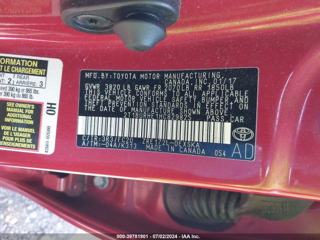 Toyota COROLLA SE 2017 2T1BURHE1HC829825 Image 9