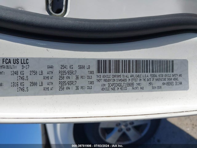 Dodge Journey Se Awd 2018 3C4PDDAG6JT159695 Image 9