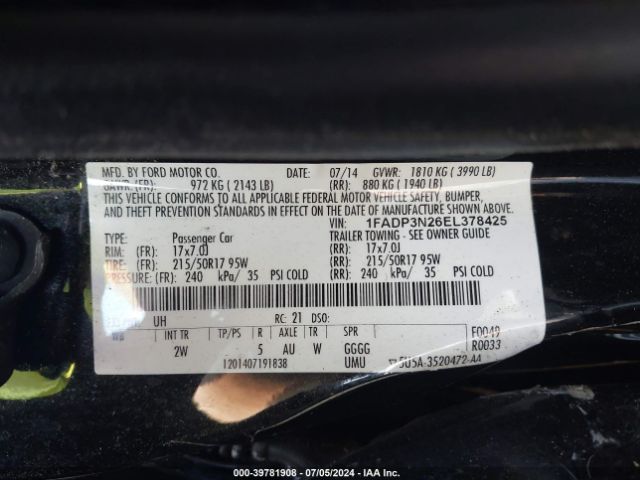1FADP3N26EL378425 Ford Focus Titanium