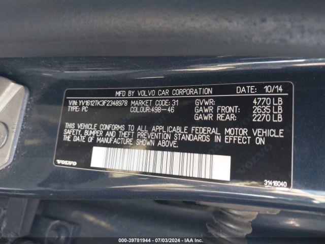 YV1612TK3F2348978 Volvo S60 T5 Premier