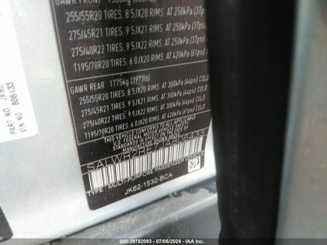 SALWR2RE7JA806433 Land Rover Range Rover Sport Supercharged/supercharged Dynamic