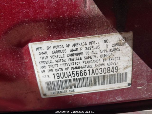 2001 ACURA TL 19UUA56661A030849 Photo 8