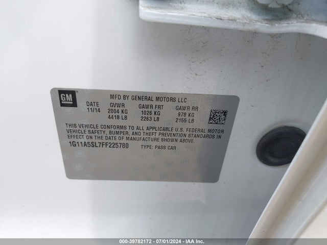 Chevrolet Malibu 1fl 2015 1G11A5SL7FF225780 Image 9