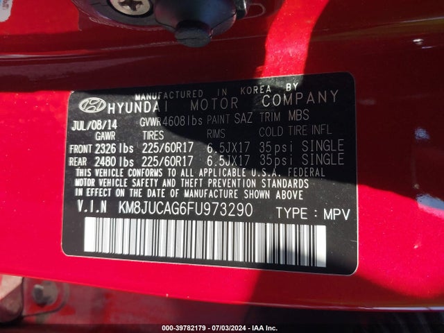Hyundai TUCSON SE 2015 KM8JUCAG6FU973290 Image 9