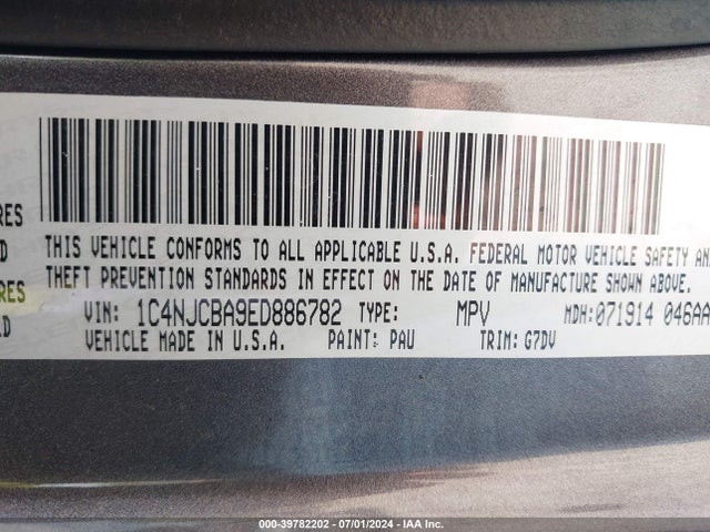 Jeep Compass Altitude 2014 1C4NJCBA9ED886782 Image 9