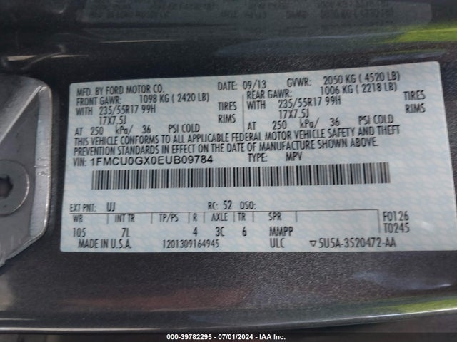 Ford ESCAPE SE 2014 1FMCU0GX0EUB09784 Image 9